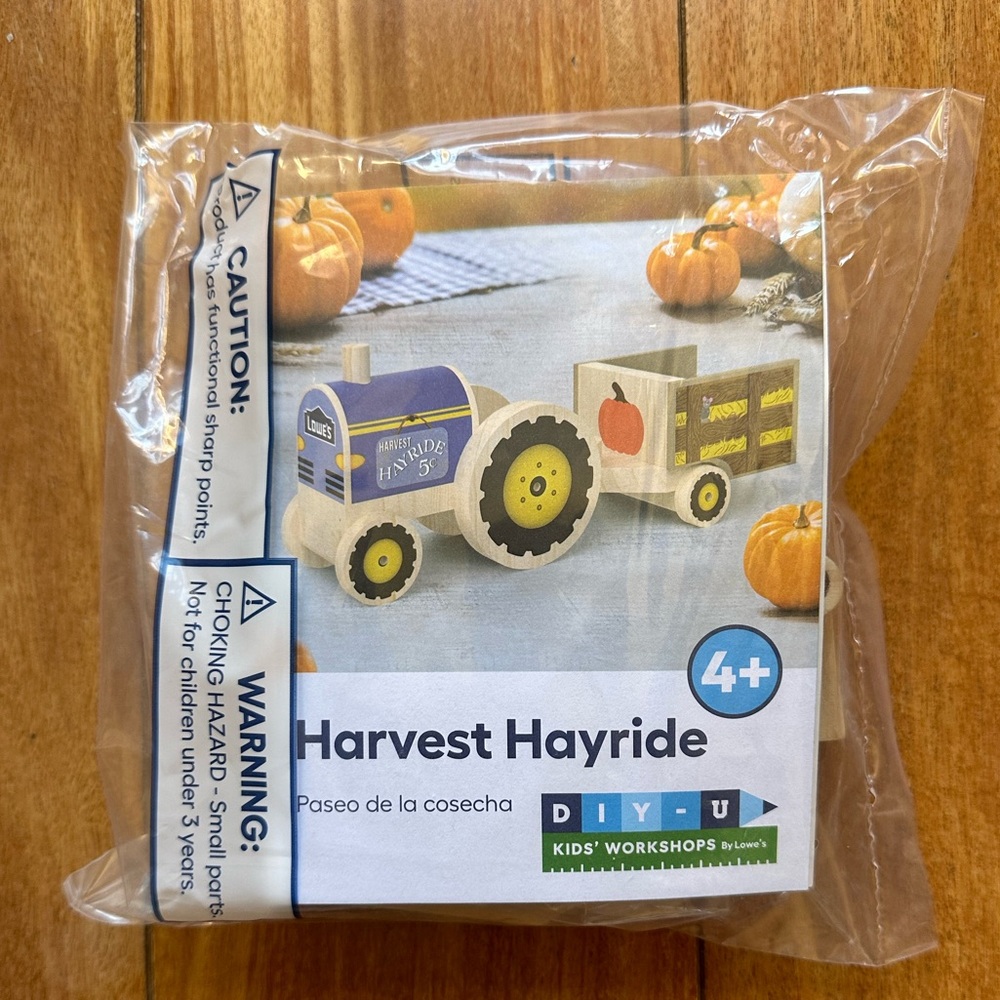 Lowe’s kid DIY September 2024 tractor build kit with patch